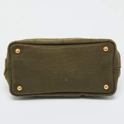 Pre Owned Prada Green Canvas Small Canapa Tote