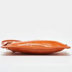 Pre Owned Prada Orange Leather Zip Crossbody Bag