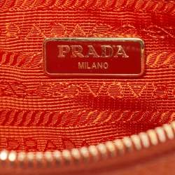 Pre Owned Prada Orange Leather Zip Crossbody Bag