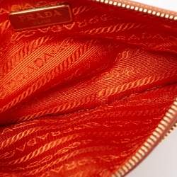 Pre Owned Prada Orange Leather Zip Crossbody Bag