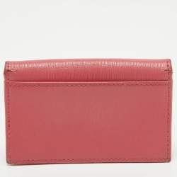 Pre Owned Prada Pink Vittello Move Leather Business Card Holder