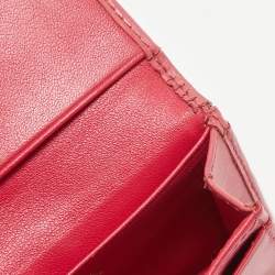 Pre Owned Prada Pink Vittello Move Leather Business Card Holder