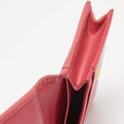 Pre Owned Prada Pink Vittello Move Leather Business Card Holder