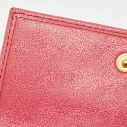 Pre Owned Prada Pink Vittello Move Leather Business Card Holder