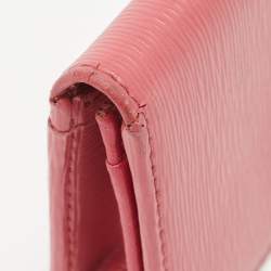 Pre Owned Prada Pink Vittello Move Leather Business Card Holder