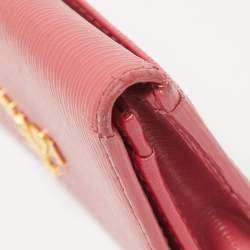 Pre Owned Prada Pink Vittello Move Leather Business Card Holder