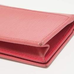 Pre Owned Prada Pink Vittello Move Leather Business Card Holder