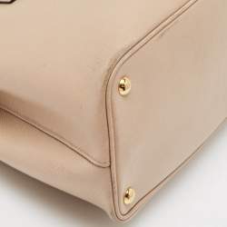 Pre Owned Prada Beige Saffiano Cuir Leather Double Handle Tote