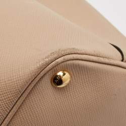 Pre Owned Prada Beige Saffiano Cuir Leather Double Handle Tote