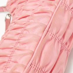 Pre Owned Prada Pink Gaufre Nylon Baguette Bag