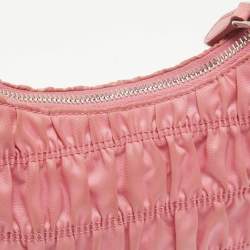 Pre Owned Prada Pink Gaufre Nylon Baguette Bag