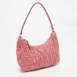 Pre Owned Prada Pink Gaufre Nylon Baguette Bag
