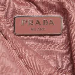 Pre Owned Prada Pink Gaufre Nylon Baguette Bag