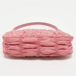 Pre Owned Prada Pink Gaufre Nylon Baguette Bag