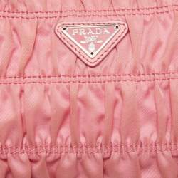 Pre Owned Prada Pink Gaufre Nylon Baguette Bag