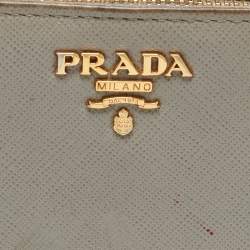 Prada Grey Saffiano Leather Flap French Wallet