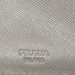 Prada Grey Saffiano Leather Flap French Wallet