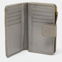 Prada Grey Saffiano Leather Flap French Wallet