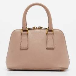 Pre Owned Prada Beige Saffiano Leather Mini Promenade Crossbody Bag