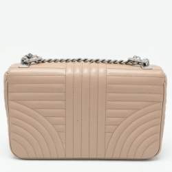 Pre Owned Prada Beige Quilted Leather Medium Diagramme Shoulder Bag