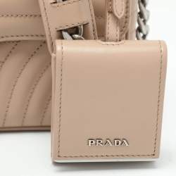 Pre Owned Prada Beige Quilted Leather Medium Diagramme Shoulder Bag