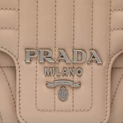 Pre Owned Prada Beige Quilted Leather Medium Diagramme Shoulder Bag