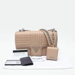 Pre Owned Prada Beige Quilted Leather Medium Diagramme Shoulder Bag