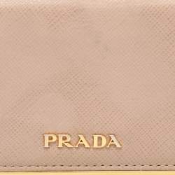 Prada Beige Leather Logo Coin Purse