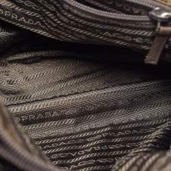 Prada Olive Green Nylon and Leather Shopper Tote