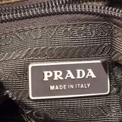 Prada Olive Green Nylon and Leather Shopper Tote
