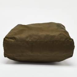 Prada Olive Green Nylon and Leather Shopper Tote