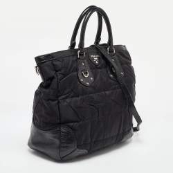 مملوكة مسبقًا Prada Black Nylon and Leather Shopper Tote