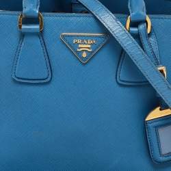 Prada Two Tone Blue Saffiano Leather Open Tote