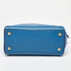 Prada Two Tone Blue Saffiano Leather Open Tote