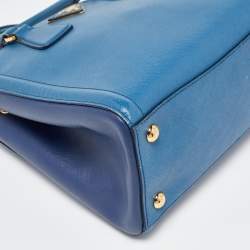 Prada Two Tone Blue Saffiano Leather Open Tote