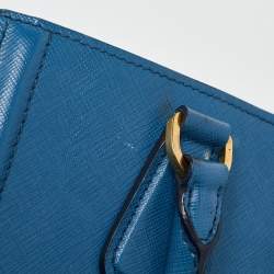 Prada Two Tone Blue Saffiano Leather Open Tote