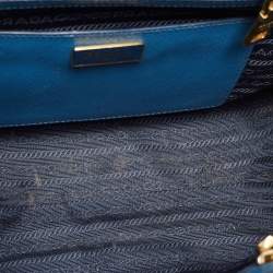 Prada Two Tone Blue Saffiano Leather Open Tote