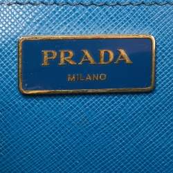 Prada Two Tone Blue Saffiano Leather Open Tote