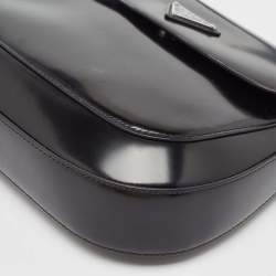 مملوكة مسبقًا Prada Black Brushed Leather Cleo Shoulder Bag