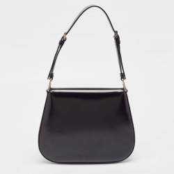 مملوكة مسبقًا Prada Black Brushed Leather Cleo Shoulder Bag