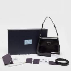 مملوكة مسبقًا Prada Black Brushed Leather Cleo Shoulder Bag