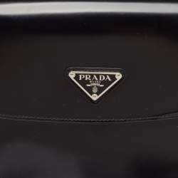 مملوكة مسبقًا Prada Black Brushed Leather Cleo Shoulder Bag