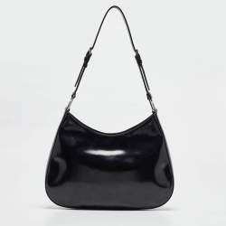 Prada Black Glossy Leather Cleo Shoulder Bag