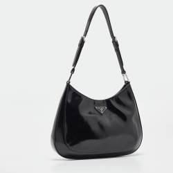 Prada Black Glossy Leather Cleo Shoulder Bag