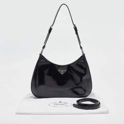 Prada Black Glossy Leather Cleo Shoulder Bag