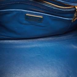 Pre Owned Prada Blue Ostrich Twin Pocket Tote