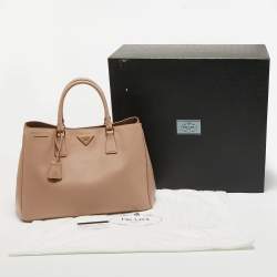 Pre Owned Prada Beige Saffiano Lux Leather Large Galleria Tote