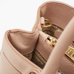 Pre Owned Prada Beige Saffiano Lux Leather Medium Middle Zip Tote