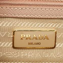 Pre Owned Prada Beige Saffiano Lux Leather Medium Middle Zip Tote