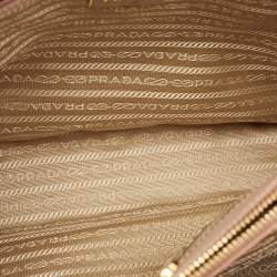 Pre Owned Prada Beige Saffiano Lux Leather Medium Middle Zip Tote